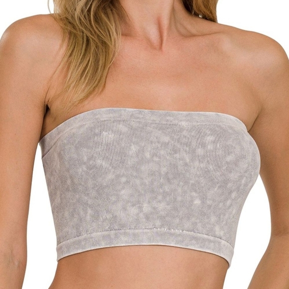 Zenana Washed Ribbed Seamless Tube Top - Picture 1 of 4
